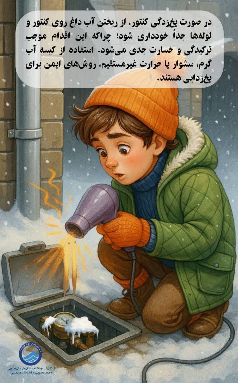 ❄️چگونه از یخ زدگی کنتور محافظت کنیم ؟ ‌ 🔹🔸🔹🔸🔹🔸 روابط عمومی و ارتباطات مردمی شرکت آب و فاضلاب خراسان جنوبی ‌ 🌐وب سایت شرکت کانال شرکت در ایتا کانال شرکت در بله @eshkabar